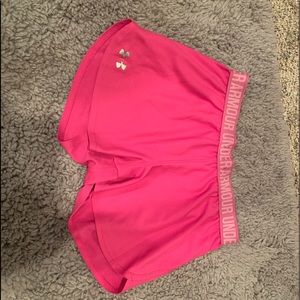 Pink under armour shorts